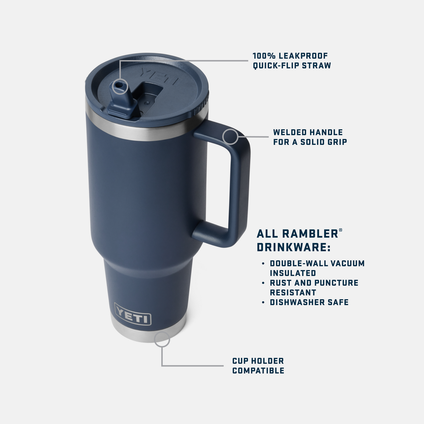 YETI Rambler® 40 OZ Travel Straw Mug With Color-Matched Straw Lid