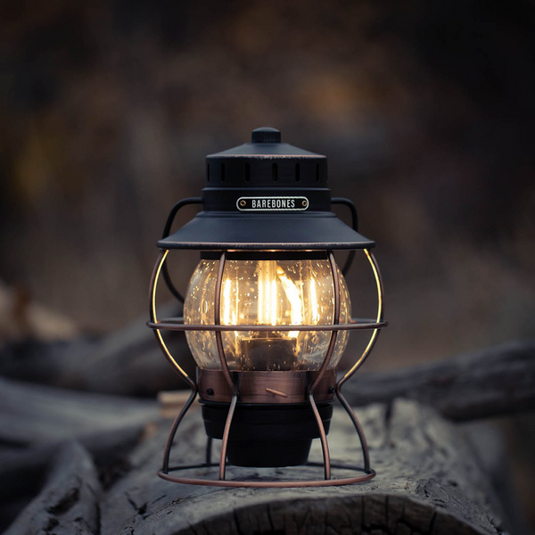 Barebones Railroad Lantern Vintage White