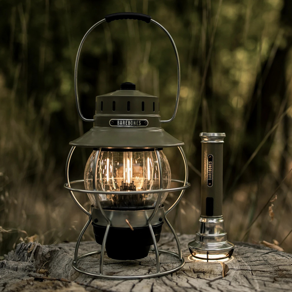 Barebones Railroad Lantern Vintage White